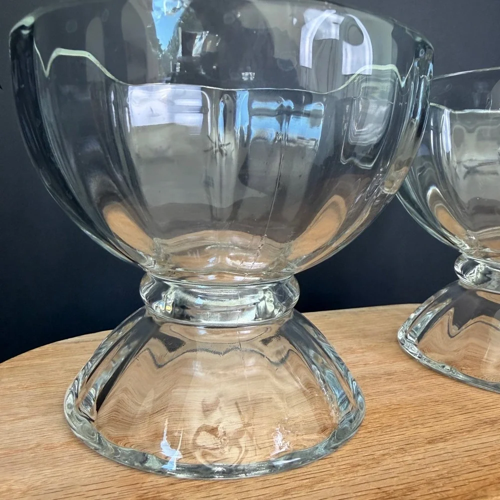 Libbey 5118 Supreme Glass Footed Bowls Set of 2 Vintage‎ Dessert Dish